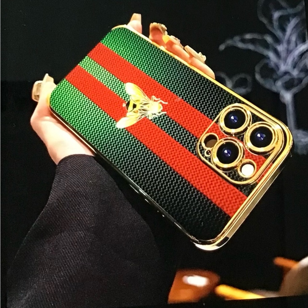 Luxury Green and Red Striped Phone Case